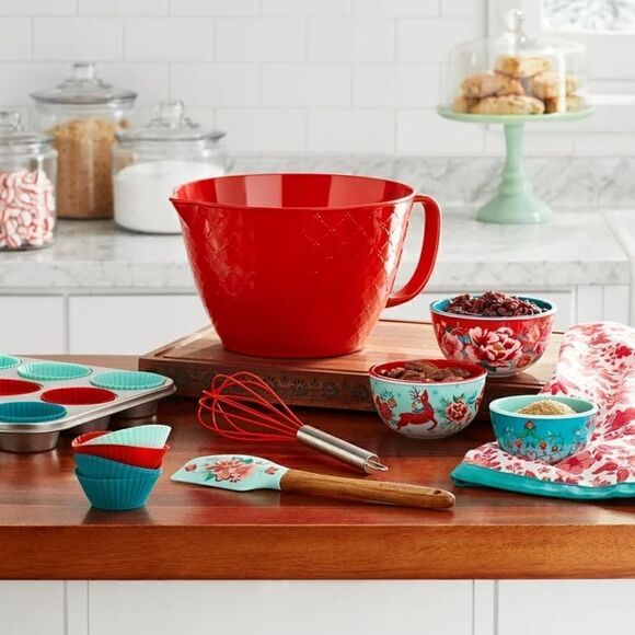 🦋 New Pioneer Woman Merry Meadows 18-Piece Melamine Batter Bowl Holiday Set - Picture 1 of 7